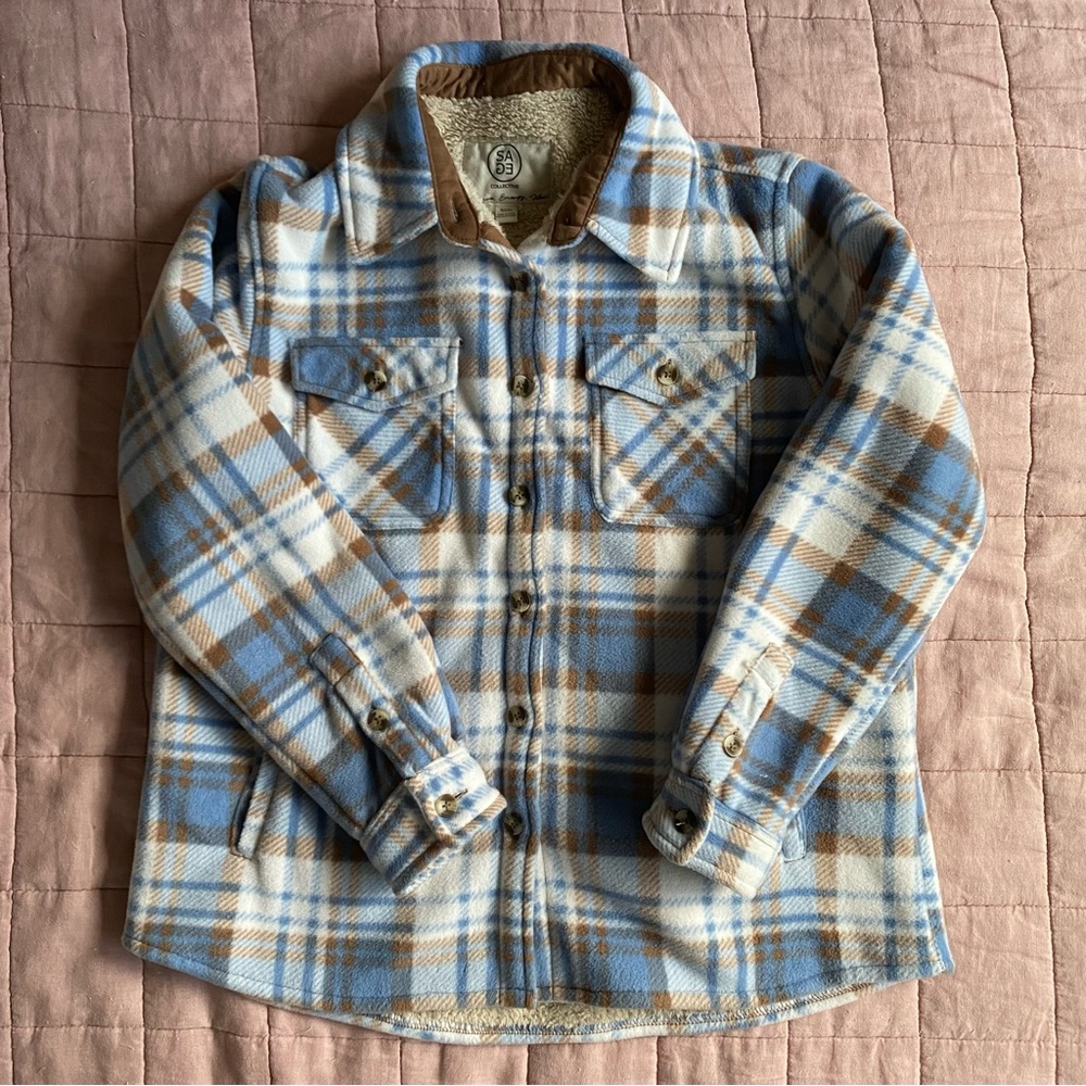Costco Sage Collective Sherpa Lined Flannel Shacket